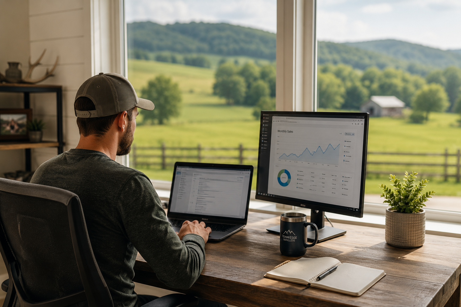 Professional working from home with reliable internet